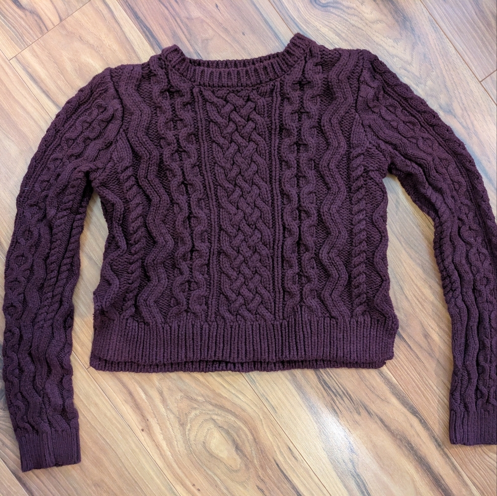Kendall & Kylie Cable Knit Sweater - Deep Purple